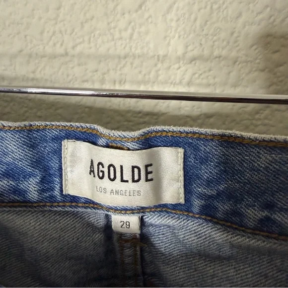 Agolde Riley Crop High Rise Straight Jeans Haven Womens Blue Size 29 - Picture 5 of 8